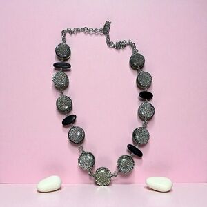 Vintage Chico’s Long 36” Silver and Black Necklace